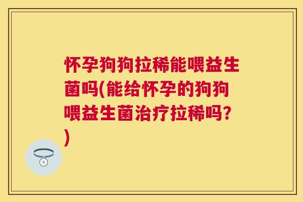 怀孕狗狗拉稀能喂益生菌吗(能给怀孕的狗狗喂益生菌拉稀吗？)