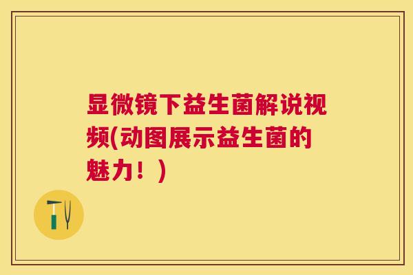 显微镜下益生菌解说视频(动图展示益生菌的魅力！)