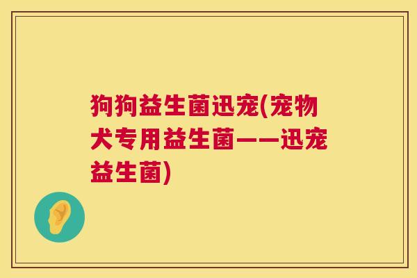 狗狗益生菌迅宠(宠物犬专用益生菌——迅宠益生菌)