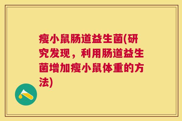 瘦小鼠肠道益生菌(研究发现,利用肠道益生菌增加瘦小鼠体重的方法) 瘦小鼠肠道益生菌(研究发现,利用肠道益生菌增加瘦小鼠体重的方法)