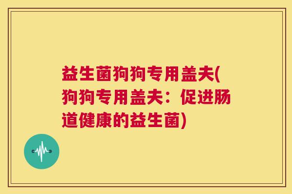 益生菌狗狗专用盖夫(狗狗专用盖夫：促进肠道健康的益生菌)