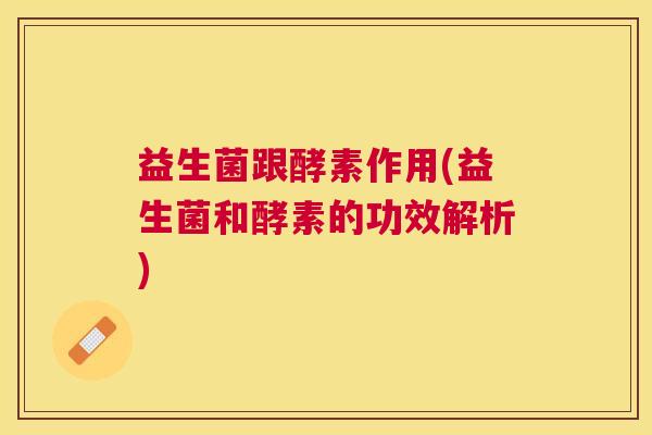 益生菌跟酵素作用(益生菌和酵素的功效解析)