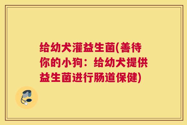 给幼犬灌益生菌(善待你的小狗：给幼犬提供益生菌进行肠道保健)
