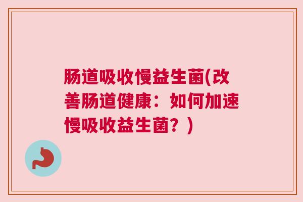 肠道吸收慢益生菌(改善肠道健康：如何加速慢吸收益生菌？)