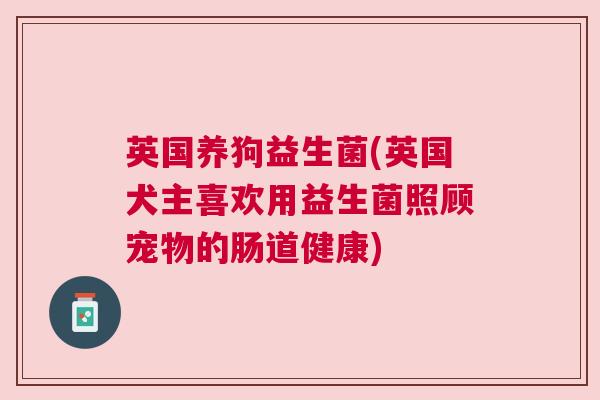 英国养狗益生菌(英国犬主喜欢用益生菌照顾宠物的肠道健康)