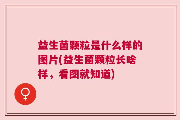 益生菌颗粒是什么样的图片(益生菌颗粒长啥样，看图就知道)