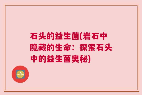 石头的益生菌(岩石中隐藏的生命：探索石头中的益生菌奥秘)