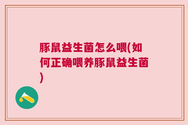豚鼠益生菌怎么喂(如何正确喂养豚鼠益生菌)