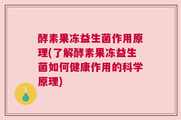 酵素果冻益生菌作用原理(了解酵素果冻益生菌如何健康作用的科学原理)