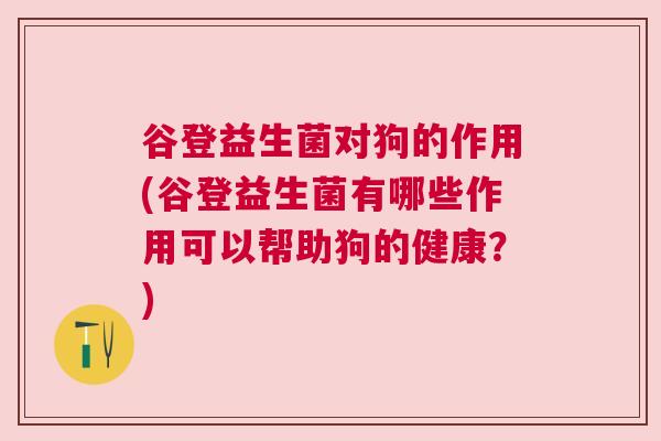 谷登益生菌对狗的作用(谷登益生菌有哪些作用可以帮助狗的健康？)