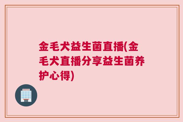金毛犬益生菌直播(金毛犬直播分享益生菌养护心得)