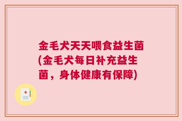 金毛犬天天喂食益生菌(金毛犬每日补充益生菌，身体健康有保障)