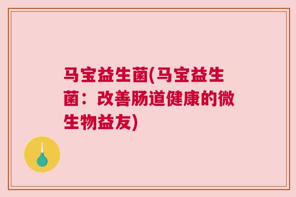 马宝益生菌(马宝益生菌：改善肠道健康的微生物益友)