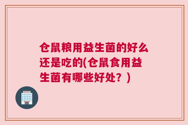 仓鼠粮用益生菌的好么还是吃的(仓鼠食用益生菌有哪些好处？)