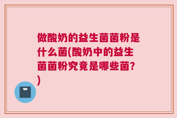 做酸奶的益生菌菌粉是什么菌(酸奶中的益生菌菌粉究竟是哪些菌？)