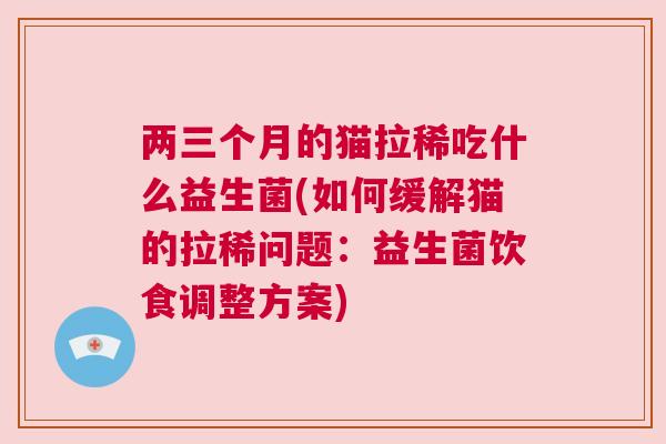 两三个月的猫拉稀吃什么益生菌(如何缓解猫的拉稀问题：益生菌饮食调整方案)