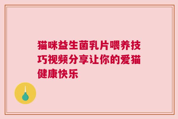猫咪益生菌乳片喂养技巧视频分享让你的爱猫健康快乐