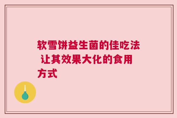 软雪饼益生菌的佳吃法 让其效果大化的食用方式