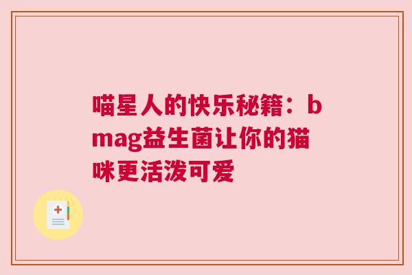 喵星人的快乐秘籍：bmag益生菌让你的猫咪更活泼可爱