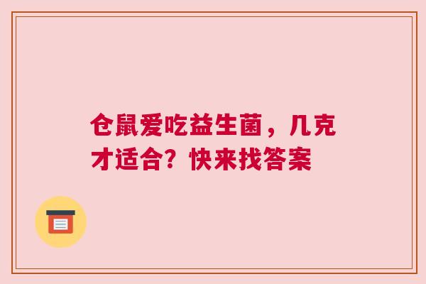 仓鼠爱吃益生菌，几克才适合？快来找答案