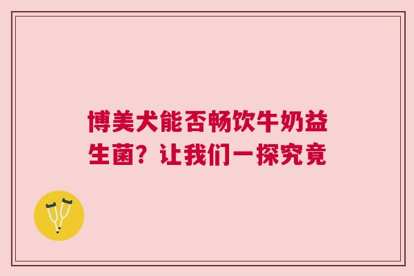 博美犬能否畅饮牛奶益生菌？让我们一探究竟