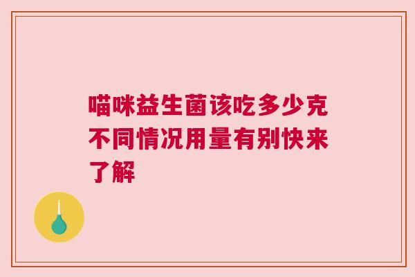 喵咪益生菌该吃多少克不同情况用量有别快来了解
