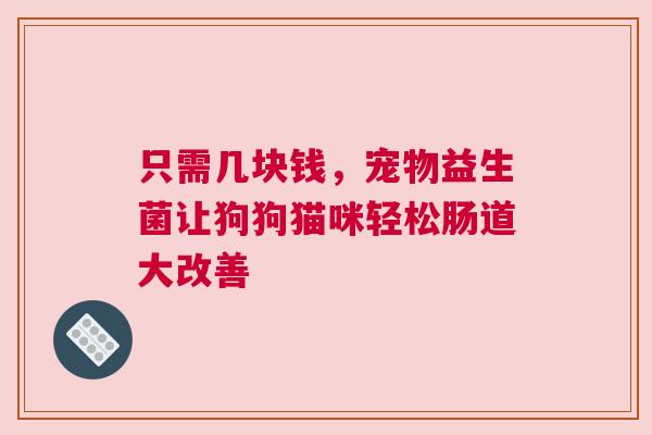 只需几块钱，宠物益生菌让狗狗猫咪轻松肠道大改善