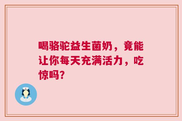 喝骆驼益生菌奶，竟能让你每天充满活力，吃惊吗？