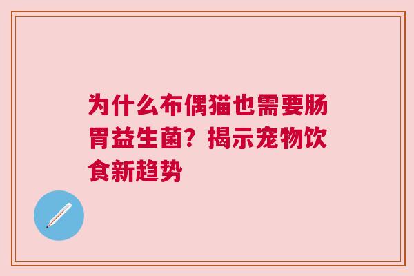 为什么布偶猫也需要肠胃益生菌？揭示宠物饮食新趋势