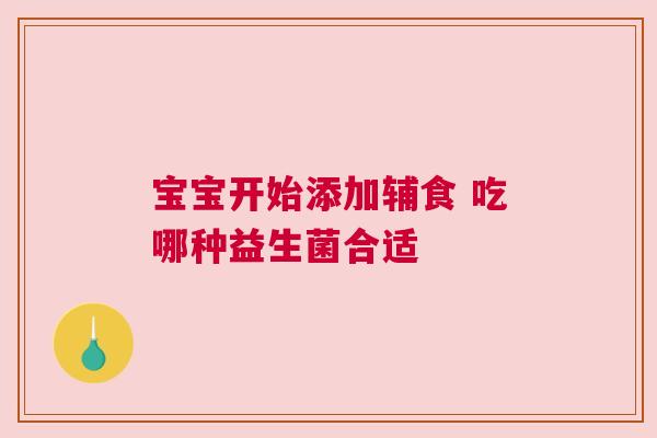 宝宝开始添加辅食 吃哪种益生菌合适