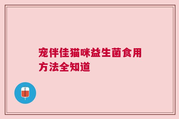 宠伴佳猫咪益生菌食用方法全知道