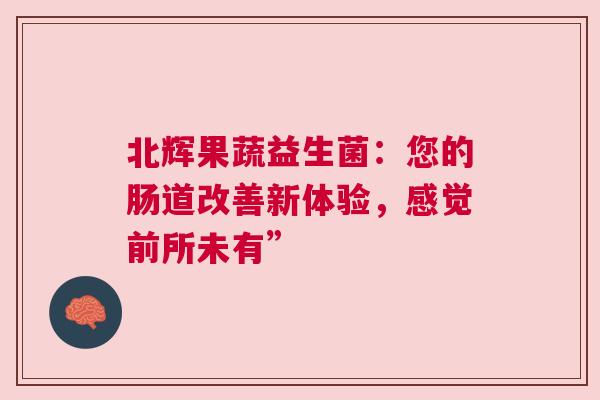 北辉果蔬益生菌：您的肠道改善新体验，感觉前所未有”
