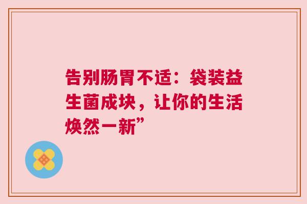 告别肠胃不适：袋装益生菌成块，让你的生活焕然一新”
