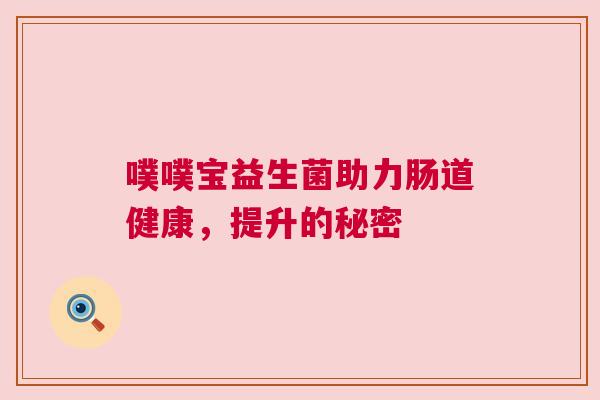 噗噗宝益生菌助力肠道健康，提升的秘密