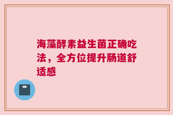 海藻酵素益生菌正确吃法，全方位提升肠道舒适感