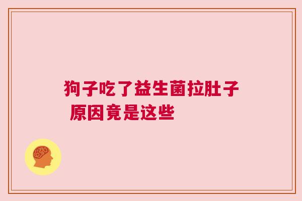 狗子吃了益生菌拉肚子 原因竟是这些