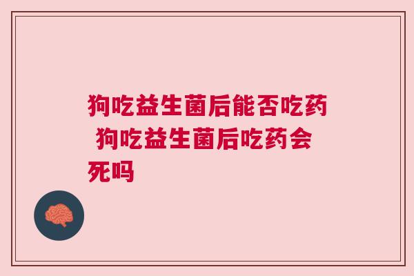 狗吃益生菌后能否吃药 狗吃益生菌后吃药会死吗
