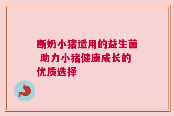 断奶小猪适用的益生菌 助力小猪健康成长的优质选择