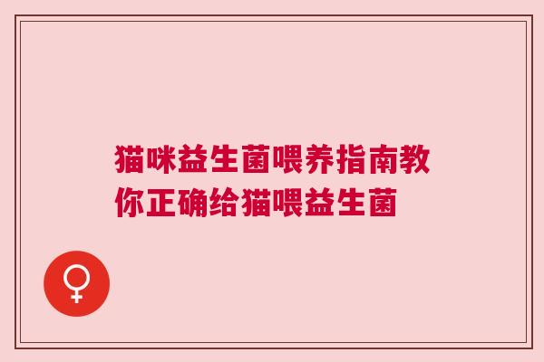 猫咪益生菌喂养指南教你正确给猫喂益生菌