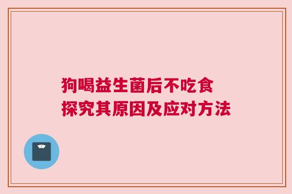 狗喝益生菌后不吃食 探究其原因及应对方法