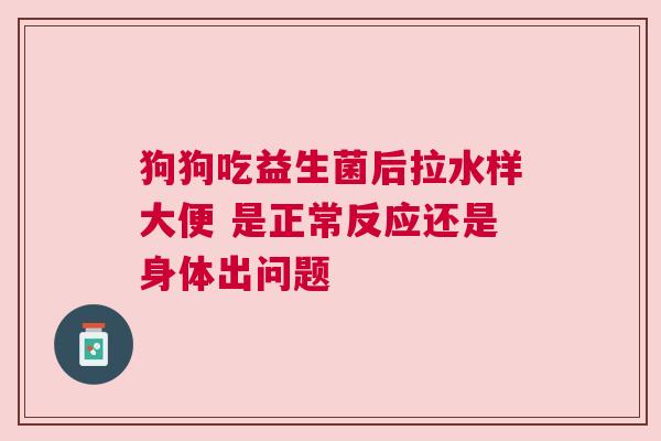 狗狗吃益生菌后拉水样大便 是正常反应还是身体出问题