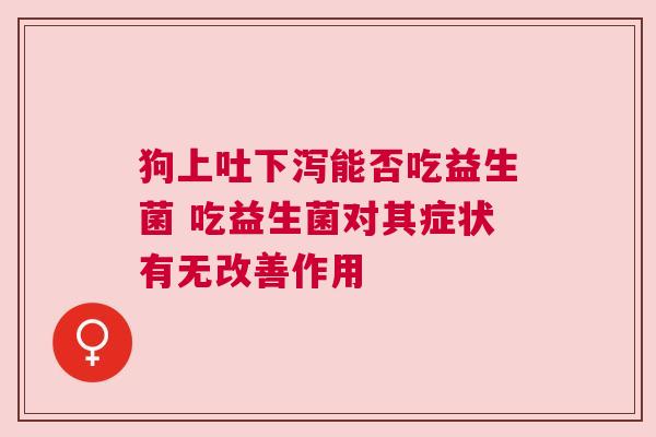 狗上吐下泻能否吃益生菌 吃益生菌对其症状有无改善作用