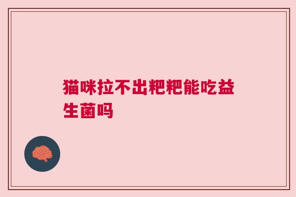 猫咪拉不出粑粑能吃益生菌吗
