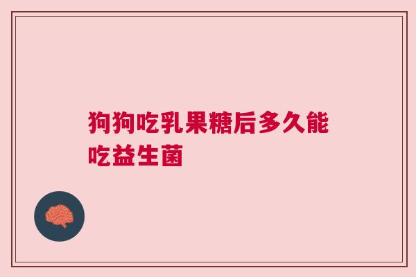狗狗吃乳果糖后多久能吃益生菌