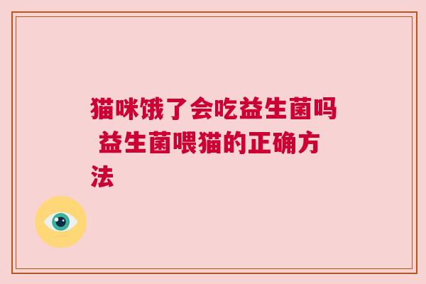 猫咪饿了会吃益生菌吗 益生菌喂猫的正确方法
