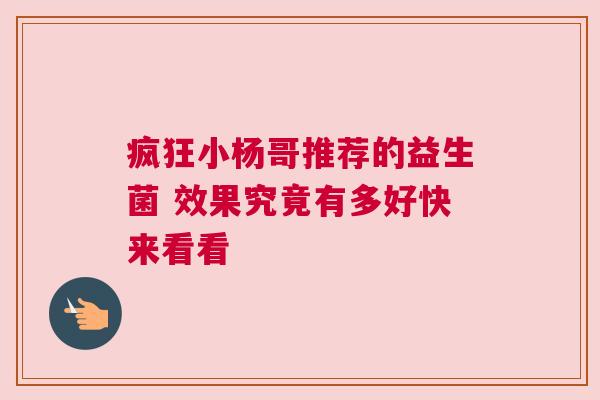 疯狂小杨哥推荐的益生菌 效果究竟有多好快来看看