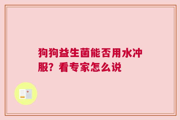 狗狗益生菌能否用水冲服？看专家怎么说
