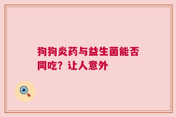 狗狗炎药与益生菌能否同吃？让人意外